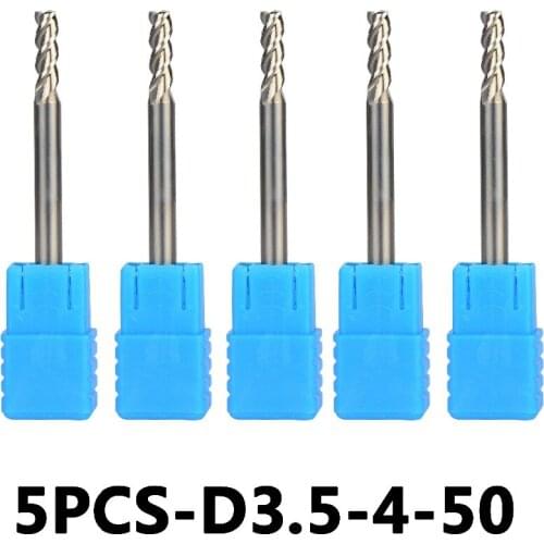 5pcs/lot D3.5-4-50 Tungsten Steel End Mills 3-Flute Flattened Head Milling Cutters Carbide End mills HRC45 Suitable for Aluminum