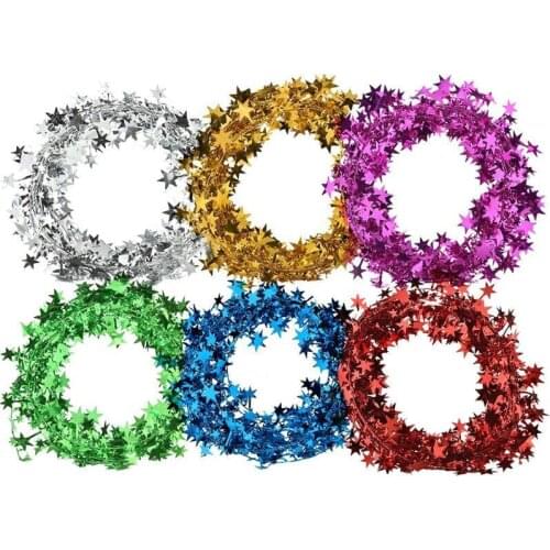 7.5m Christmas Star Tinsel Garland Wire Home Decor Star Garland Christmas Tree Decoration Wedding DIY Crafts Party Supplies