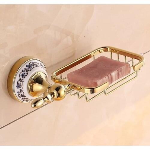 Free shipping European delicate washroom products High-top antique ceramic+stainless steel soap holders Electropainting soap box