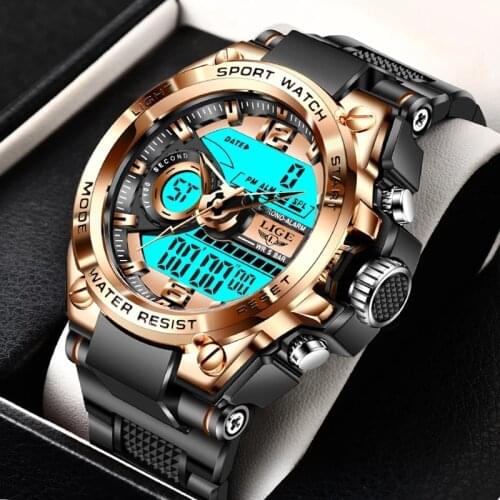 LIGE Sport Military Wrist Watch Men Watches Brand Male Watch For Men Clock Dual Display Wristwatch Army Outdoor Waterproof Watch
