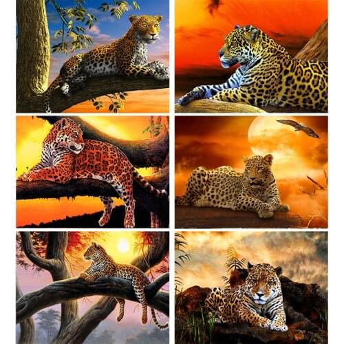 GATYZTORY Oil Painting By Number Kits Leopard Animal Zero-Based Handpainted On Canvas Color By Number Home Wall Art Decor