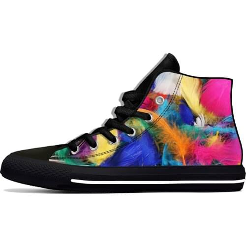 Colorful Bird Feather Peacock art New Arrive Fashion Lightweight High Top Canvas Shoes Men Women Casual Breathable Sneakers