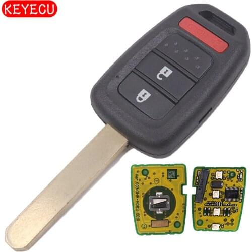 Keyecu Remote Car Key 2+1 Button Fob 313.8mhz / 433MHz ID47 Chip for 2013-2016 Honda Accord Civic FCC ID:MLBHLIK6-1T