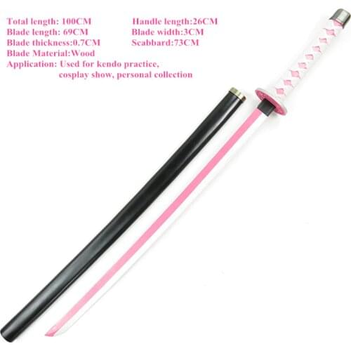 Anime Demon Slayer Kimetsu No Yaiba Tsuyuri Kanawo Tsuyuri Kanao Cosplay Props Wooden Sword Weapons Samurai Sword for Halloween