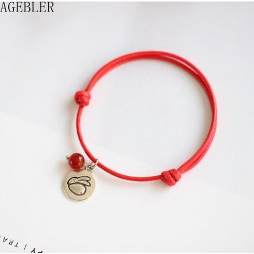 Creative Hand-woven Red String Lucky Bracelets for Women Girl Gift Zodiac Bracelets Bangle Rabbit Pig Pattern Rope Chain Jewelry