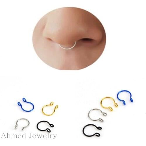 Fashion Jewelry 4 Colors U Shaped Fake Nose Ring Hoop Septum Rings Titanium Nose Piercing Earrings Fake Piercing Pircing Jewelry