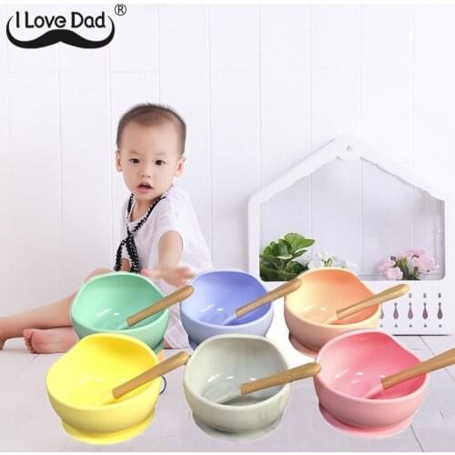 Soft Silicone Baby Feeding Bowl Spoon Set Non-Slip BPA Free Kids Suction Bowl Tableware For Children Learn To Eat Baby Stuff