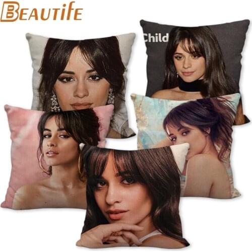 45X45cm Camila Cabello Pillow Cover Square Zipper Cotton Linen Fabric Pillow Cases Bedroom Home Decorative Boys Girls Gift