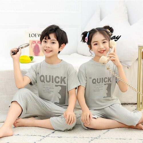 Clothing for Boys Girls New Summer Cotton Short-Sleeved Cropped Trousers Suit Kids Pajamas Half Sleeve Sleepwear Clothes Sets