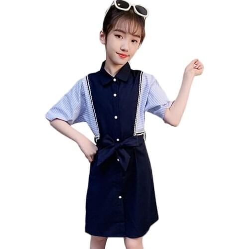 Dress For Girls Striped Girls Dresses Patchwork Children Dress Teenage Costume Girl 6 8 10 12 14