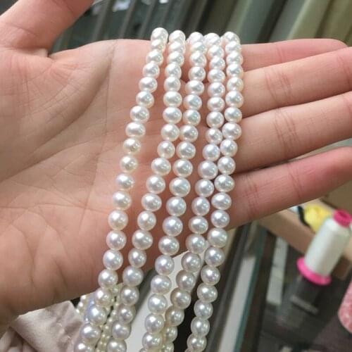 Freshwater Pearl Necklace Round Shape with Size 5.5-6mm Perfect Luster for Jewelry DIY Loose Freshwater Pearls Strands