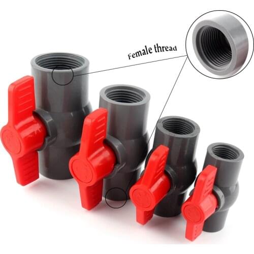 1-3pcs 1/2"-4" Big Size Gray Female Thread PVC Ball Valve Garden Irrigation Hose Connection Fittings Aquarium Switch Globe Valve