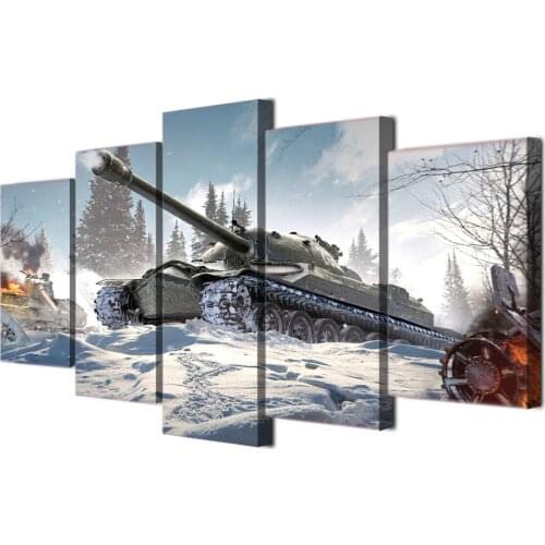 Modern Decor Frame Living Room Wall Art 5 Pieces Pictures War World Of Tanks Canvas Painting HD Printed Modular Poster