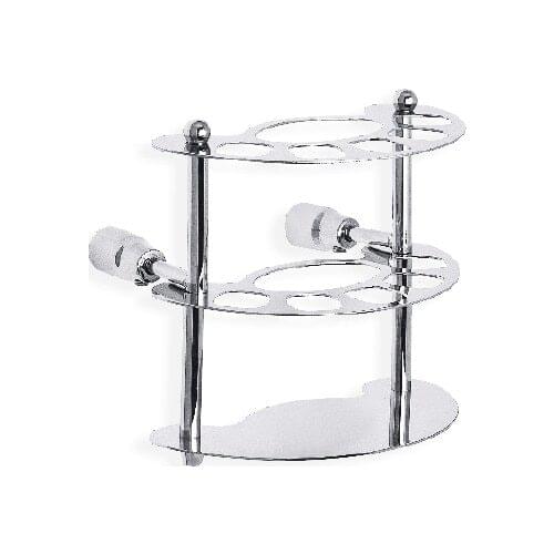 Steel Bathroom Moon Assembled Brush Holder Chrome