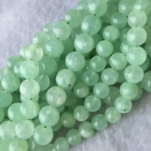 Veemake Green Prehnite DIY Necklace Bracelets Earrings Natural Charm Gemstone Crystal Round Loose Beads For Jewelry Making 06069