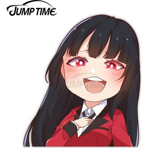 Jump Time 13 x 8cm Cute Girl Car Decor Yumeko Cartoon Avatar Peeker Car Stickers Trunk Camper Windshield Vinyl 3D Accessories