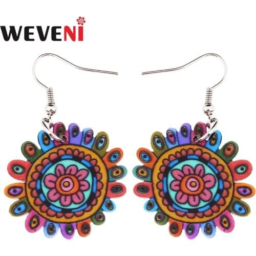 WEVENI Novelty Acrylic Floral Flower Earrings Drop Dangle Unique Bohemian Jewelry For Girls Women Ladies Kids Gift 2018 News