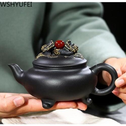 Yixing tea pot purple clay filter teapot beauty kettle Raw ore Black mud Handmade Boutique Tea set Customized authentic 270ml
