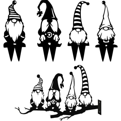 Ground Plug Garden Dwarf Branch Gnomes Silhouette Courtyard Decoration Art