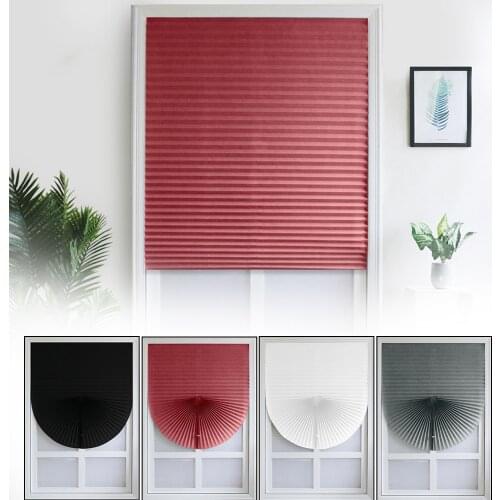 Non-woven Fabric Curtain Self-Adhesive Pleated Blinds Half Blackout Windows Curtains Living Room Bedroom Kitchen Decoration