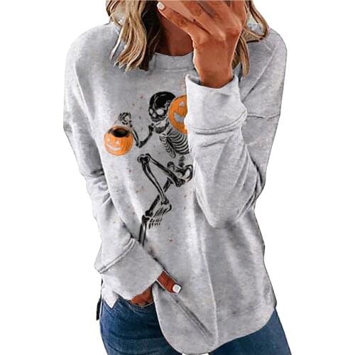 Winter Halloween Woman Long Sleeve Oversized T Shirt Winter Tops Fashion T-shirts Women 2021 Vintage Clothes Blusa Feminina
