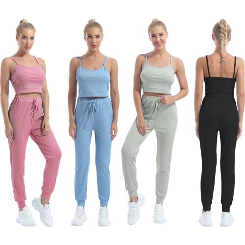 2Pcs Women Sportswear Two Piece Sports Set with Crop Top and Open Stacked Leggings for Summer Girls