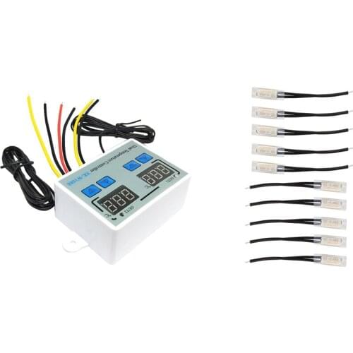 10 Pcs Bimetal Temperature Control Switch & 1x Dual Digital Thermostat Temperature Controller Two Relay