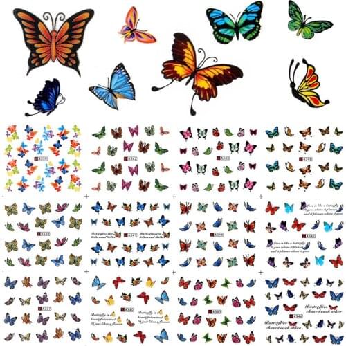 12 PC New pattern watermark slider nail stickers nail art decal water transfer flower butterfly decoration manicure watermark le