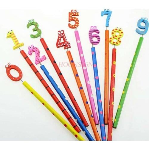 20pcs Cartoon Kindergarten Pencil Numbers Wooden Pencil Pupils Prize Pencil Children Practical Stationery Prize