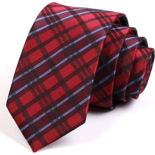 2020 New Design Mens Fashion Plaid Tie High Quality 6CM Red Ties For Men Business Suit Work Necktie Male Formal Slim Neck Tie