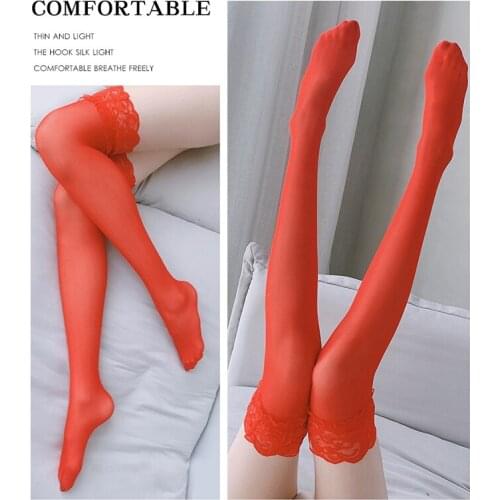 5 Color Sexy Stocking underwear Women Sheer Lace Top Thigh High Stockings Pantyhose lingerie Stockings Black White Red PINK