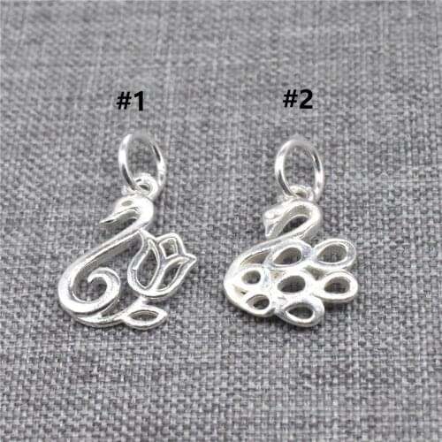 5pcs of 925 Sterling Silver Flower Swan Charms Pendants for Necklace Bracelet Earring