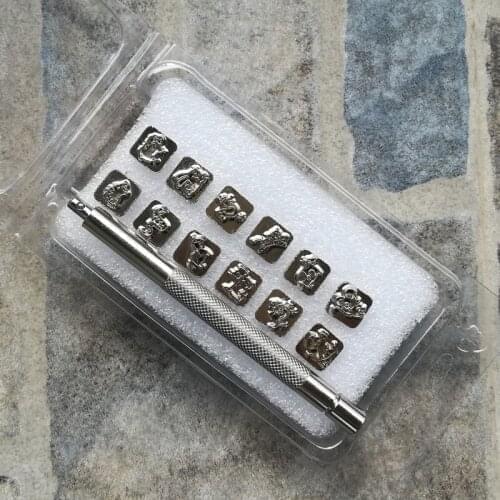 7*7mm Technical 12 Chinese-zodiac Leathercraft Staming Tool Leather Carving DIY for Printing Carved Hardness Steel Leather Craft