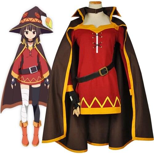Anime Kono Subarashii Sekai ni Shukufuku o! Konosuba Cosplay Megumin Cloak Dress Magic Uniforms Costume Halloween Party Suit