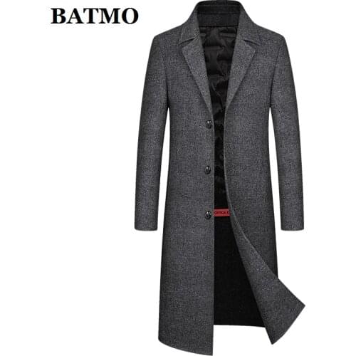 BATMO 2020 new arrival autumn&winter white duck down liner wool X-long trench coat men,mens wool long coat,plus-size 9617