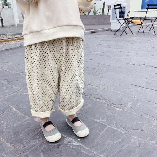 2 3 4 5 6 Yesrs Baby Girl Pants Korean Loose Printing Elastic Waist Wide Leg Pants for Girl Baby Kids Casual Trousers Autumn