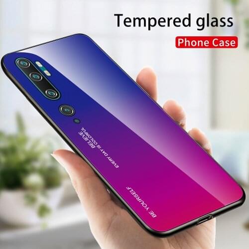 For Xiaomi Mi Note 10 Pro Case Hard Tempered Glass fashion Gradient Protective Back Cover case For xiaomi mi cc9 pro mi note10