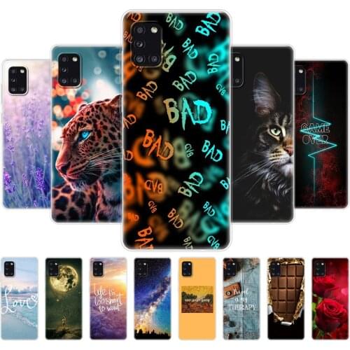 For Samsung Galaxy A31 Case For Samsung A31 A 31 SM-A315F Phone back Cover Silicon Soft TPU Coque Capa Bumper 6.4" flower cat