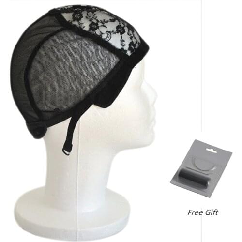 5pcs/lot Black Wig Cap For Making Wig Glueless Wig Caps With Adjustable Straps Weaving And Extension Cap Free Get Thread&Needles