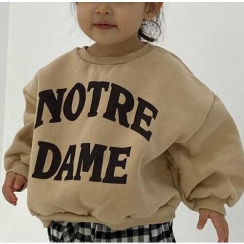 Kids Winter Clothes Korean Fashion Loose Baby Girls Boys Sweatshirts New Arrival Child Casual Letter Print Velvet Warm Pullover