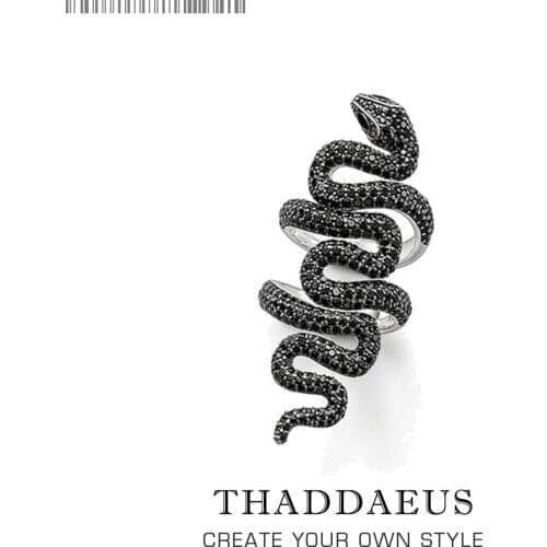 Long Black Snake Ring,Europe Style Heart Vintage Good Jewerly For Girls Women,2020 Gift In 925 Sterling Silver,Super Deals