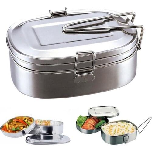 Double Layers Bento Lunch Box Stainless Steel Lunchbox Food Storage Container Bento Box Kitchen Organizer Food Container Box