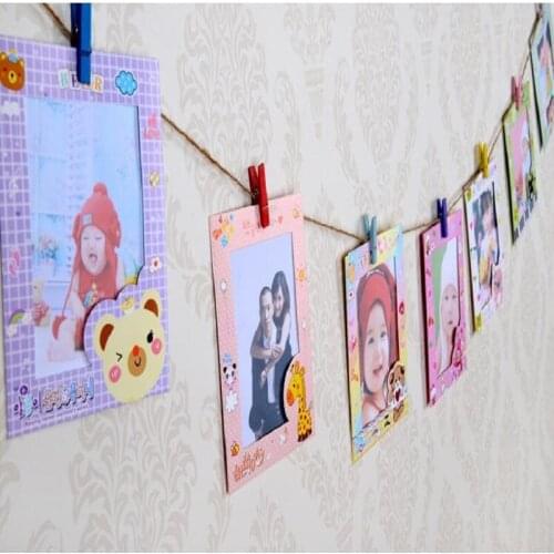 UBRUSH Photo Frame With Clips And Rope 6 Inch Wall Hanging Banner Photo Frame DIY Picture Album Home Wedding Decoration