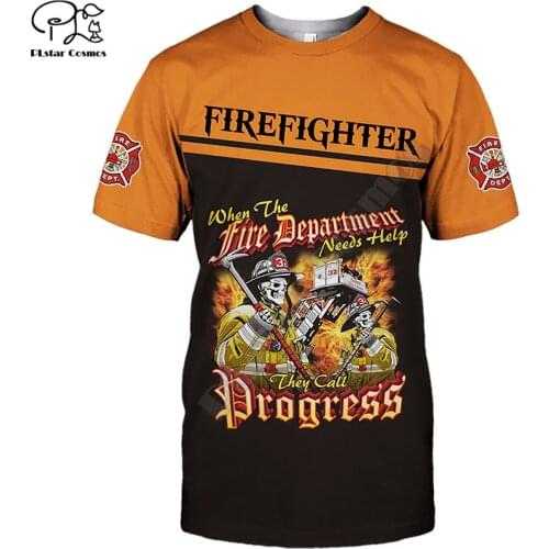 PLstar Cosmos summer Fashion Firefighter 3D Printed Harajuku streetwear T shirts Funny man women Casual Short sleeve style-1