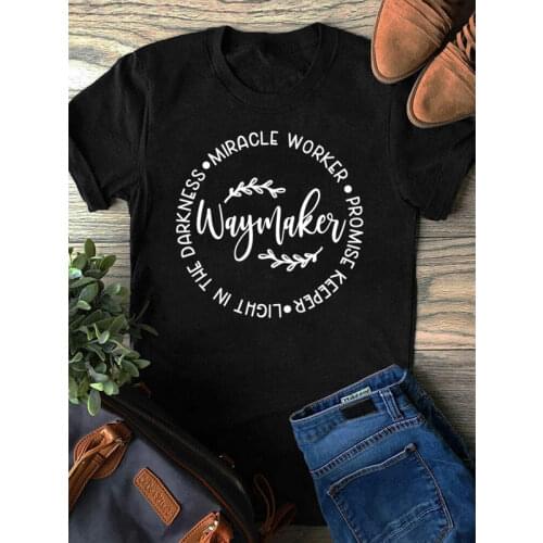 Waymaker Pure Cotton T-shirt Unisex Spiritual Christian Church Tshirt Women Religious Faith Bible Top Tee Shirt Drop Shipping