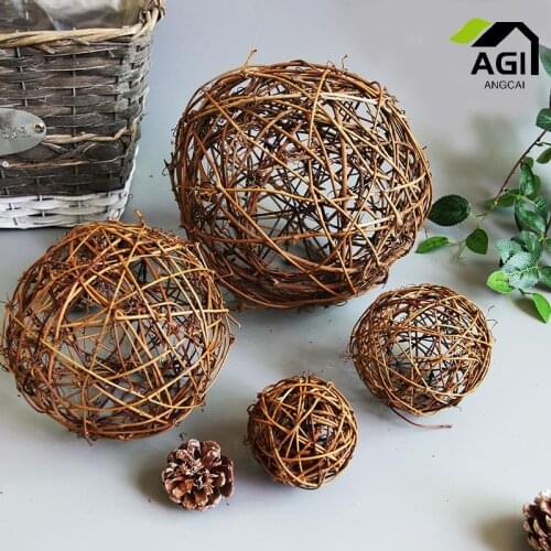 Rattan Wicker Ball natural colour 10cm For Party Decorations Birthday Wedding Vase Fillers Home DIY Craft Christmas Ornaments