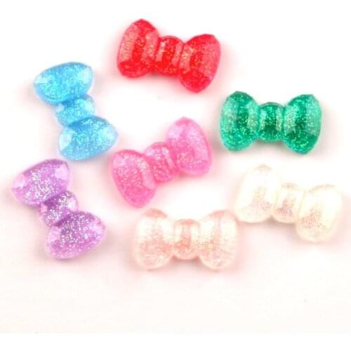 100Pcs Mixed Resin 15mmx9mm Bowknot Decoration Craft Flatback Cabochon Embellishments For Scrapbooking Kawaii Diy Accessories