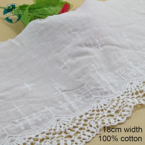 5yards 18cm wide 100% Cotton embroid lace sewing ribbon guipure trim wedding decoration DIY dolls colthes Accessories lace#4049