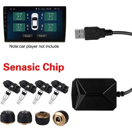 LEEPEE Car TPMS Tire Pressure Monitoring Wireless Transmission TPMS System USB Android Navigation Alarm System With 4 Sensors