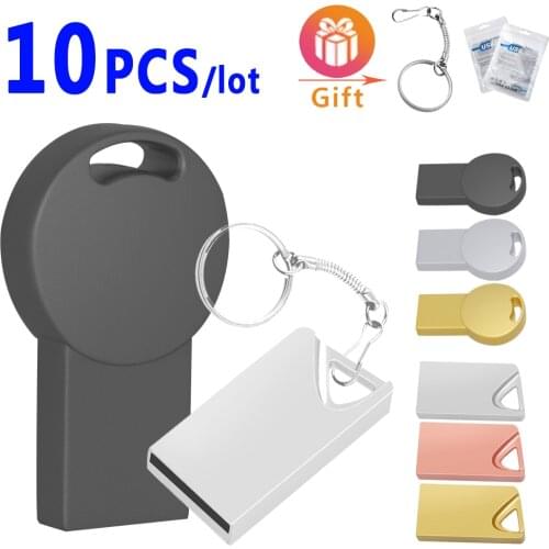 10pcs/lot Metal Mini Metal USB 2.0 Flash Drive 4G 8G 16GB 32GB 64GB 128G Personalized Pen Drive USB Memory Stick U Disk Gift